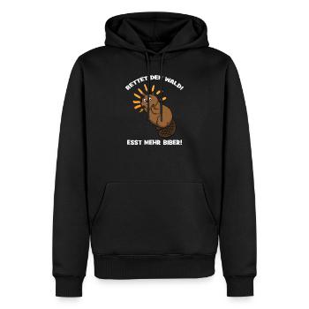 Rettet den Wald! Esst mehr Biber! - Männer Premium Bio Hoodie - Schwarz - Vorne - Nico (187cm)