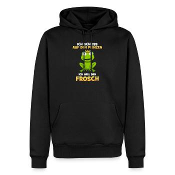 Ich scheiss auf den Prinzen ich will den Frosch - Männer Premium Bio Hoodie - Schwarz - Vorne - Nico (187cm)