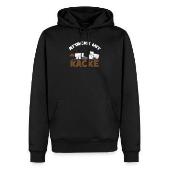 Attacke mit Kacke Bauer Landwirt Gülle Bauernhof - Männer Premium Bio Hoodie - Schwarz - Vorne - Nico (187cm)