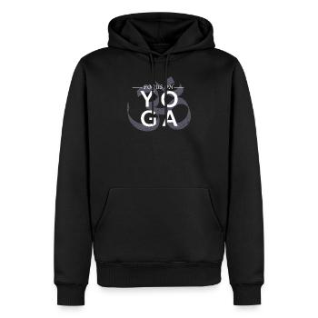 Fokus auf Yoga - Männer Premium Bio Hoodie - Schwarz - Vorne - Nico (187cm)