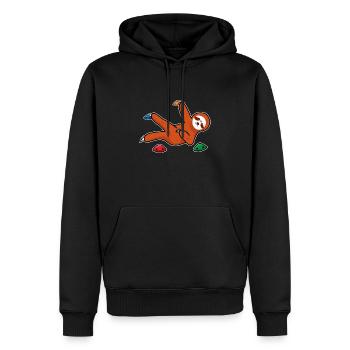 Paresse cadeau rocher sur mur d'escalade grimpeur - Sweat à capuche Premium bio Homme - noir - Devant - Nico (187cm)