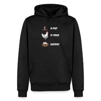 Input Putput Output Chickens Computer Science - Men’s Premium Organic Hoodie - black - Front - Nico (187cm)