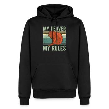 Drôle - MY BEAVER MY RULES - Sweat à capuche Premium bio Homme - noir - Devant - Nico (187cm)