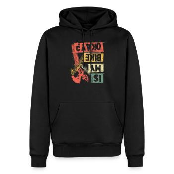Est-ce que mon vélo va bien? Cycliste VTT - Sweat à capuche Premium bio Homme - noir - Devant - Nico (187cm)