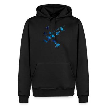 mésange, oiseaux, bleu, branches d'arbre, peinture - Sweat à capuche Premium bio Homme - noir - Devant - Nico (187cm)