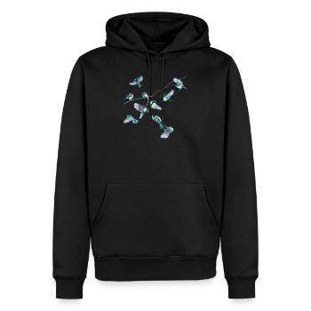 titmouse, birds, blue, tree branches, painting, pastel colors - Men’s Premium Organic Hoodie - black - Front - Nico (187cm)
