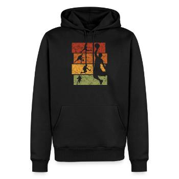 Cadeau de basket-ball de basket-ball rétro cool - Sweat à capuche Premium bio Homme - noir - Devant - Nico (187cm)