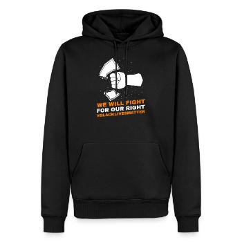 NOUS LUTTERONS POUR NOTRE DROIT #BlackLivesMatter - Sweat à capuche Premium bio Homme - noir - Devant - Nico (187cm)