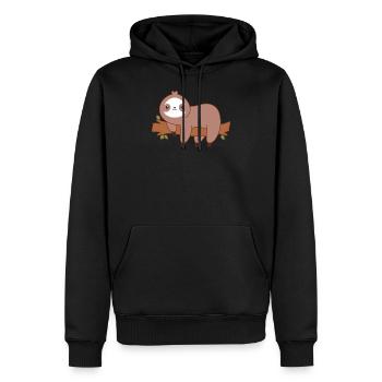 Paresseux Mignon Kawaii - Sweat à capuche Premium bio Homme - noir - Devant - Nico (187cm)