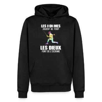 Cadeau drôle escrime escrimeur - Sweat à capuche Premium bio Homme - noir - Devant - Nico (187cm)