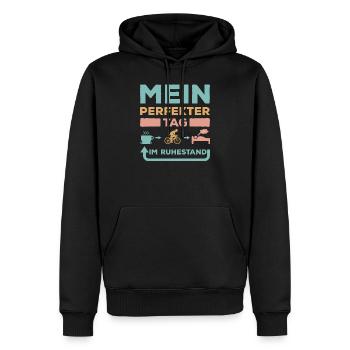 Perfekter Tag im Ruhestand Fahrrad Kaffee Schlafen - Männer Premium Bio Hoodie - Schwarz - Vorne - Nico (187cm)