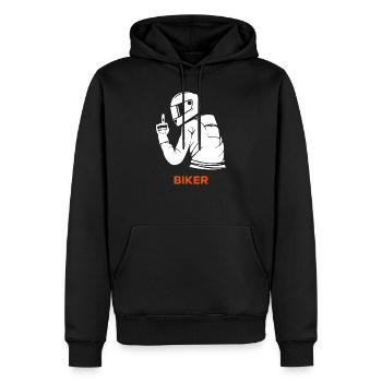 Biker Motorradfahrer Motorrad Motorradfahren Bike - Männer Premium Bio Hoodie - Schwarz - Vorne - Nico (187cm)
