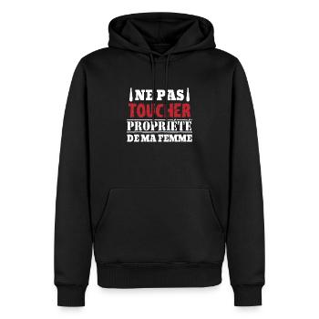 Ne pas toucher propriété de ma femme cadeau humour - Sweat à capuche Premium bio Homme - noir - Devant - Nico (187cm)