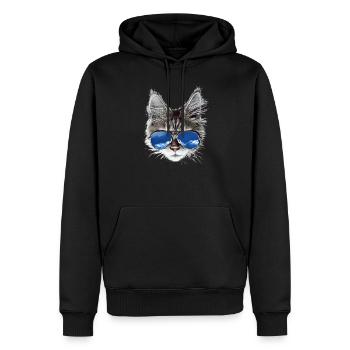 cool cat - Männer Premium Bio Hoodie - Schwarz - Vorne - Nico (187cm)