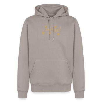 ... et Peggy! - Sweat à capuche Premium bio Homme - taupe - Devant - Nico (187cm)