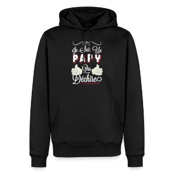 je suis un papy qui déchire cadeau anniversaire - Sweat à capuche Premium bio Homme - noir - Devant - Nico (187cm)