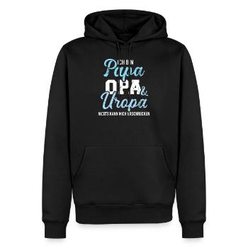 Uropa - Männer Premium Bio Hoodie - Schwarz - Vorne - Nico (187cm)