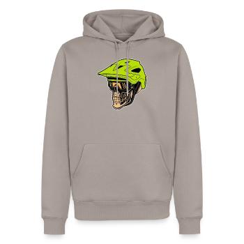 Fahrt zum TOD - Männer Premium Bio Hoodie - Taupe - Vorne - Nico (187cm)