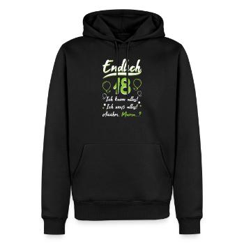 Endlich 18 Geburtstag Achtzehn Ich kann Alles ich - Männer Premium Bio Hoodie - Schwarz - Vorne - Nico (187cm)