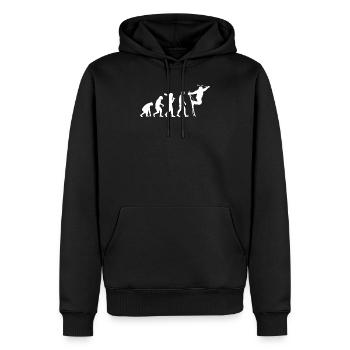 Skier Evolution Mountains Ski Sports Skier Skiing - Men’s Premium Organic Hoodie - black - Front - Nico (187cm)