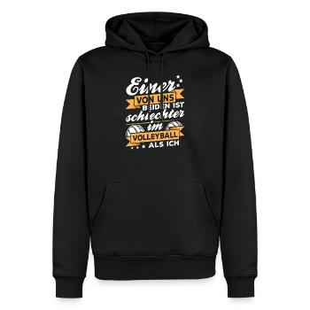 Einer von uns beiden ist schlechter im Volleyball - Männer Premium Bio Hoodie - Schwarz - Vorne - Nico (187cm)