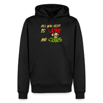All you need is Love and Cows - Men’s Premium Organic Hoodie - black - Front - Nico (187cm)