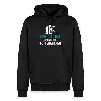Der Tut Nix der Will nur Fotografieren Kamera Foto - Männer Premium Bio Hoodie - Schwarz - Vorne - Nico (187cm)