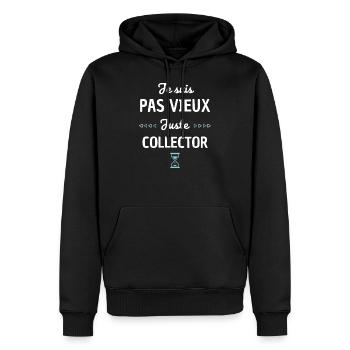 Je suis pas vieux juste collector ! cadeau vintage - Sweat à capuche Premium bio Homme - noir - Devant - Nico (187cm)