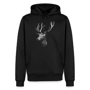 Tête de cerf - Sweat à capuche Premium bio Homme - noir - Devant - Nico (187cm)