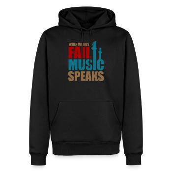 Musik Music when words fail music speaks - Männer Premium Bio Hoodie - Schwarz - Vorne - Nico (187cm)