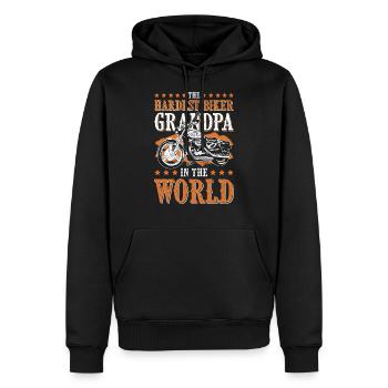 Grand-père de motard moto - Sweat à capuche Premium bio Homme - noir - Devant - Nico (187cm)