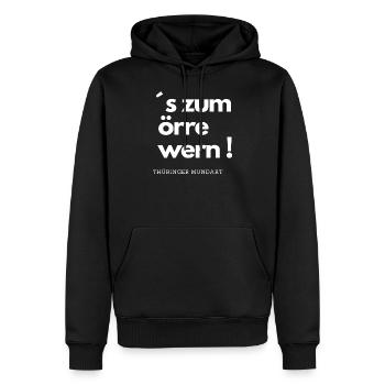 Thüringer Mundart 31 - Männer Premium Bio Hoodie - Schwarz - Vorne - Nico (187cm)