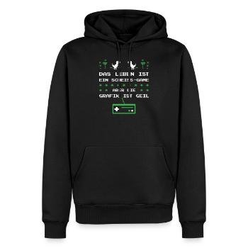 Gamer Das Leben Ist ein Scheiß Game Aber Grafik Ge - Männer Premium Bio Hoodie - Schwarz - Vorne - Nico (187cm)