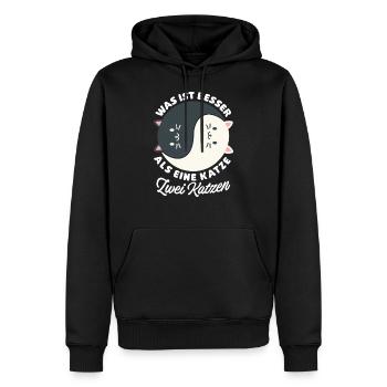 Was ist besser als eine Katze zwei Katzen Kätzchen - Männer Premium Bio Hoodie - Schwarz - Vorne - Nico (187cm)