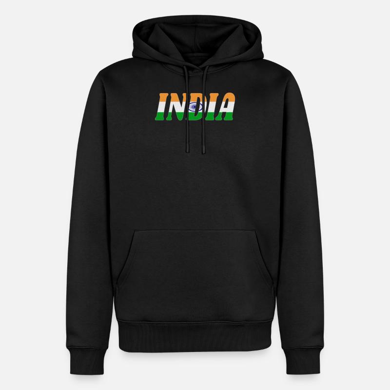 India - Sweat à capuche Premium bio Homme - noir