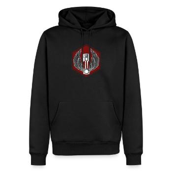 Moteur - moteur - vintage - rocker - Sweat à capuche Premium bio Homme - noir - Devant - Nico (187cm)