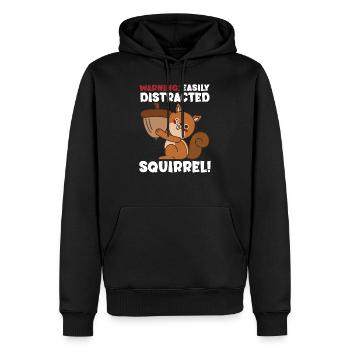 Squirrel Hazelnut Squirrel Whisperer Sayings - Men’s Premium Organic Hoodie - black - Front - Nico (187cm)