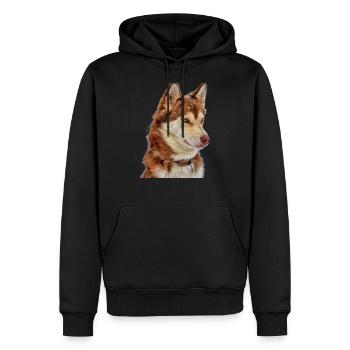 Husky Schneebraun - Männer Premium Bio Hoodie - Schwarz - Vorne - Nico (187cm)