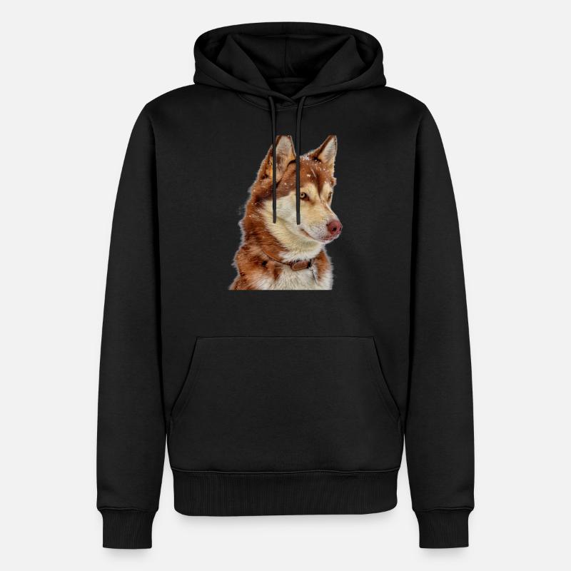 Husky Schneebraun - Männer Premium Bio Hoodie - Schwarz