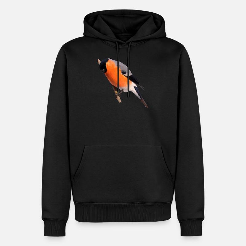 Gimpel Dompfaff sitzt auf Ast - Männer Premium Bio Hoodie - Schwarz