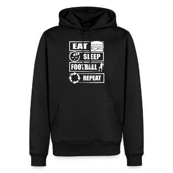 EAT SLEEP FOOTBALL REPEAT - Sweat à capuche Premium bio Homme - noir - Devant - Nico (187cm)