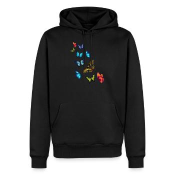 Filles Beaux papillons colorés - Sweat à capuche Premium bio Homme - noir - Devant - Nico (187cm)