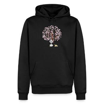 Fleur de cerisier Panda Arbre japonais Sakura - Sweat à capuche Premium bio Homme - noir - Devant - Nico (187cm)