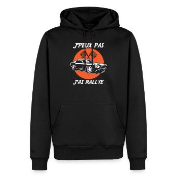 j'peux pas j'ai rallye cadeau anniversaire humour - Sweat à capuche Premium bio Homme - noir - Devant - Nico (187cm)