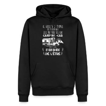 Camping-car retraités camping - Sweat à capuche Premium bio Homme - noir - Devant - Nico (187cm)