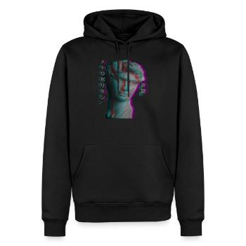 Ancient Greek Sculpture Vaporwave Statue Head - Men’s Premium Organic Hoodie - black - Front - Nico (187cm)