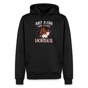 Just A Girl Who Loves Horses Filles Chevaux - Sweat à capuche Premium bio Homme - noir - Devant - Nico (187cm)
