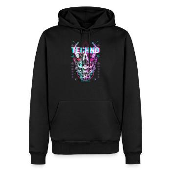 Techno Demon Glitch Électro Basse musique - Sweat à capuche Premium bio Homme - noir - Devant - Nico (187cm)