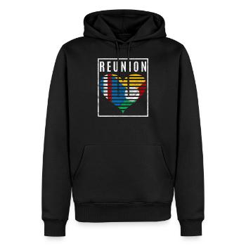 Réunion - Männer Premium Bio Hoodie - Schwarz - Vorne - Nico (187cm)