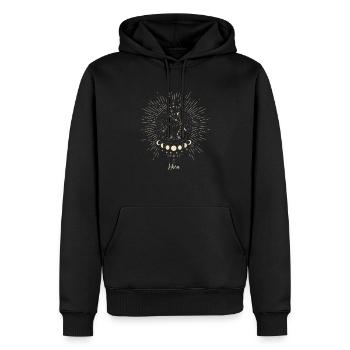 Soleil, Lune, Étoiles, Signes du Zodiaque, Libra, Balance - Sweat à capuche Premium bio Homme - noir - Devant - Nico (187cm)